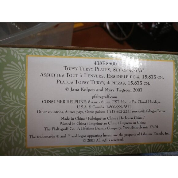 Topsy Turvy Plates Set Of 4 6.25" Pfaltzgraff The Circle Of Kindness Porcelain - Picture 5 of 11